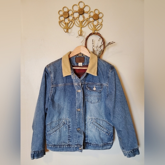 Eddie Bauer Vintage Womens Denim Bomber Jacket with Curdoroy collar - Picture 7 of 13